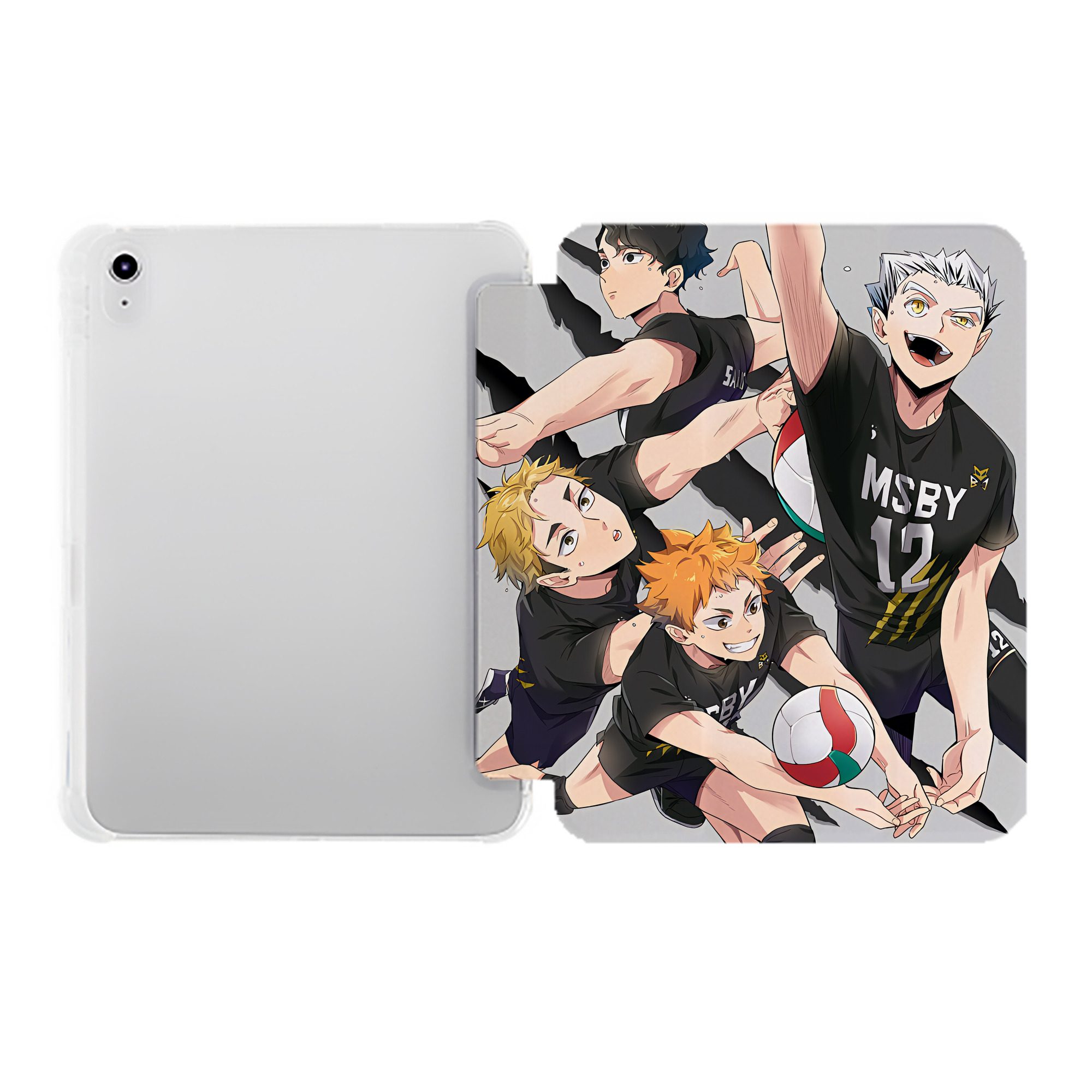 （画像用） ハイキュー!! Haikyu!! IPad ケース ペン収納付き 三つ折りスタンド PUレザー×シリコン 対応機種9.5/10.5/10.9インチ